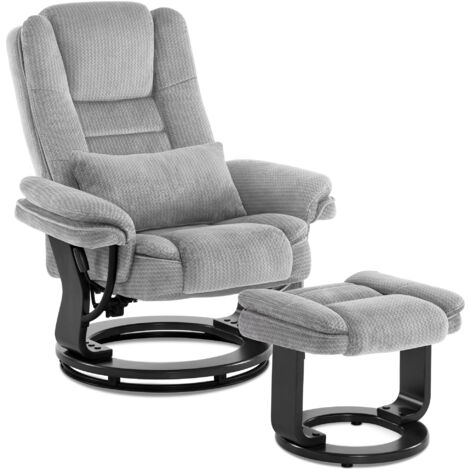 M MCombo Relaxsessel Liegefunktion, Lesesessel, 9099 (Hellgrau-Stoff)