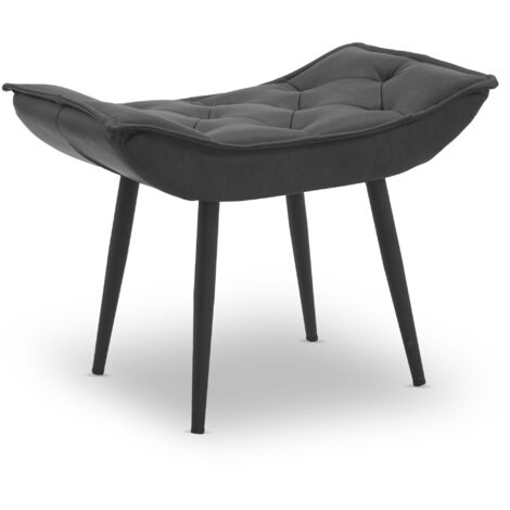 M MCombo Sitzhocker Fußstütze mit Metallbeinen, Eleganter Hocker Ottoman Schminktisch für Wohnzimmer Schlafzimmer, Kunstleder, 4778MB-2 (Dunkelgrau)