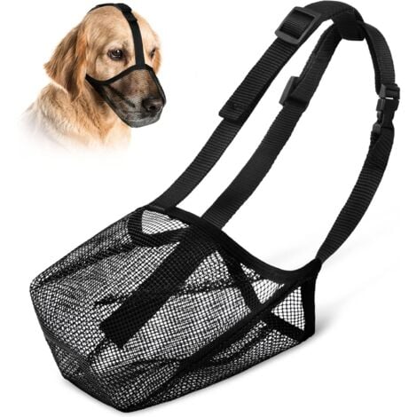 M Muselière pour Chien, Muselière avec Brets Réglables, Recouvert de Maille Souple en PVC, Sûres et Respirantes, Empêchent Prévient L'aboiement, D'ingérer des débris et Mordre Un étranger