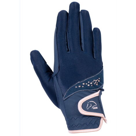 M, nero 9100: Guanti equitazione donna con brillanti modello Rosegold Glamour