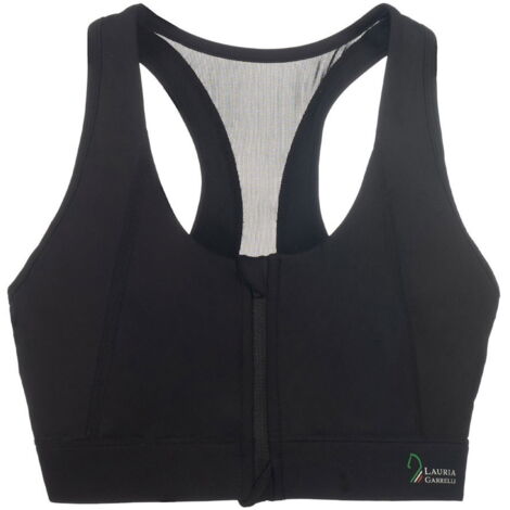 M, nero: Reggiseno sportivo Amalfi con inserto in rete traspirant e zip frontale