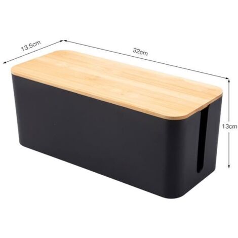 M Noir - Boîte de Rangement en Bois pour Câbles Électriques, Valisette Anti-Poussière pour Prises de Charge Multicolores