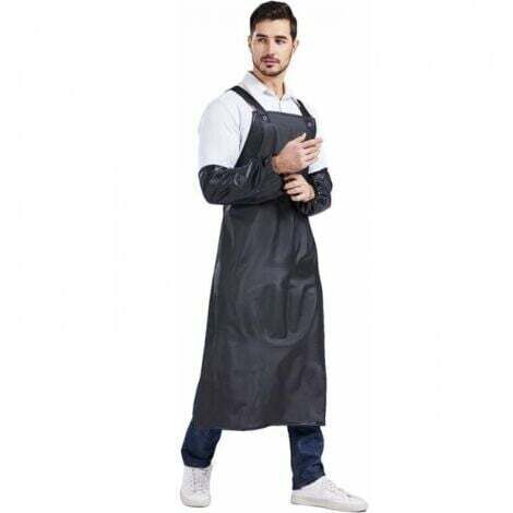 M noir,Tablier + manches Tablier imperméable résistant réglable, tablier de travail en caoutchouc