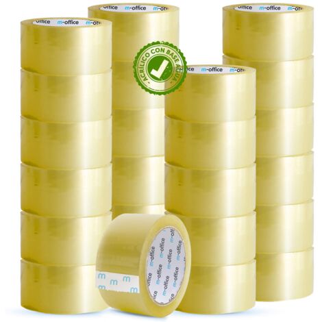 m-office Cinta Adhesiva Transparente, Cinta de Embalar Adhesiva para Embalaje de Cajas, Envíos, Mudanzas y Manualidades, Precinto Transparente Seguro y Resistente (48mmx120m, x24)