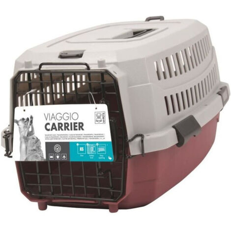 M-PETS Cassa di trasporto Viaggio Carrier S - 58,4x38,7x33cm - Bordeaux e grigio - Per cani e gatti