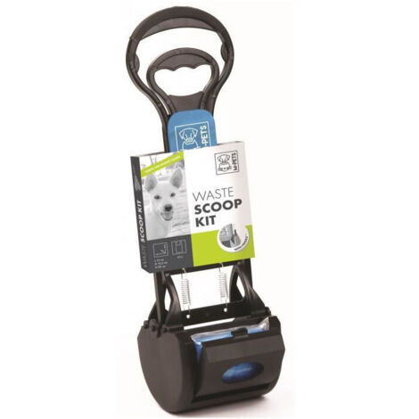 M-PETS Kit pala para heces Waste Scoop Kit - 38x12x10,5cm - Negro y azul - Para perro