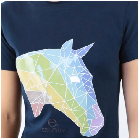 M, Rosa cipria : T-Shirt Equitazione Donna modello Top con stampa multicolor