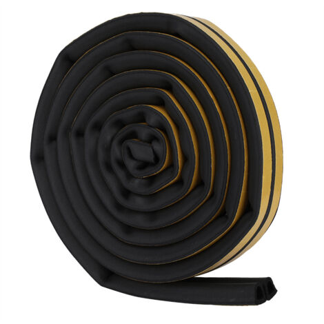m selbstklebender Schall- und Insektenschutz-Isolierstreifen für Türen und Fenster, 14 x 12 mm (Schwarz)