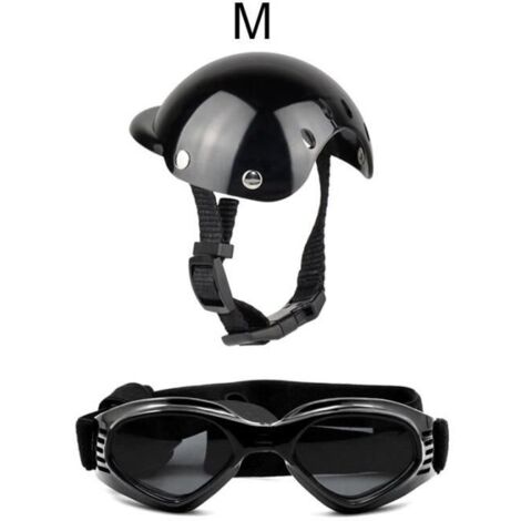(M Size Black Set)Combinaison de sécurité pour animaux de compagnie, casque avec lunettes de soleil pour chien, Cool, à la mode, cha