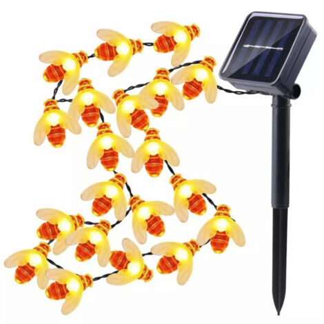 m Solar-Lichterkette für den Garten, 50 bienenförmige Perlen, wasserdichte Außenbeleuchtung nach IP65