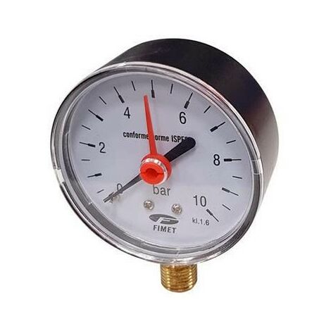 M1-ABS 63/R+FE Manometro DN 63 ad attacco radiale, scala 0÷10 bar - attacco G1/4B - cassa in plastica e indice rosso per impianti di riscaldamento PZFEA3210BB15