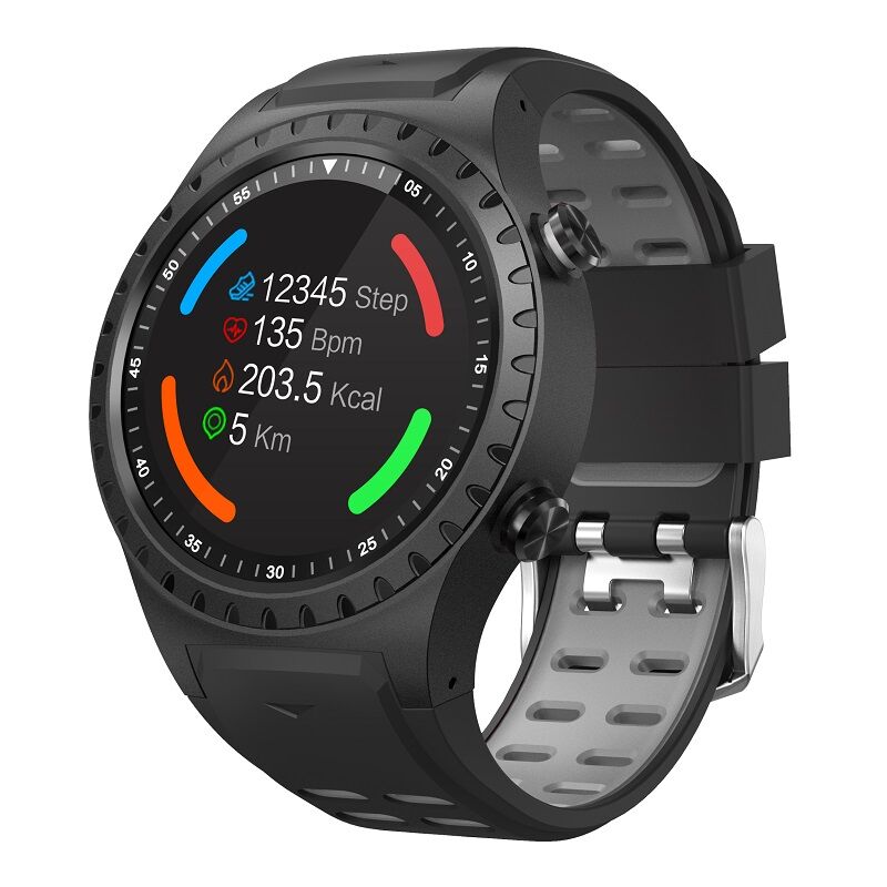 

M1 Reloj inteligente 1.3 '' IPS Pantalla redonda completa Pulsera inteligente BT4.0 Ritmo cardiaco Monitoreo del sueno GPS Brujula Barometro