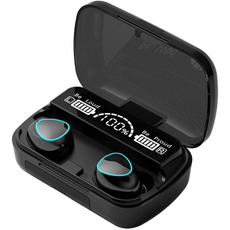 

M10 BT5.1 Auriculares inalambricos Emparejamiento automatico Reduccion de ruido Control tactil IPX7 Caja de carga a prueba de agua 2000mAh Power