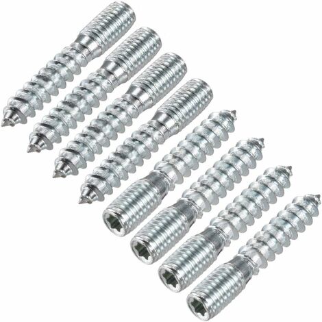 M10 Cintre Boulons Longueur 2(50mm) Double Tête Boulons Autotaraudeuse Vis 10mm Bois Joint Meubles Jambes 8Pcs