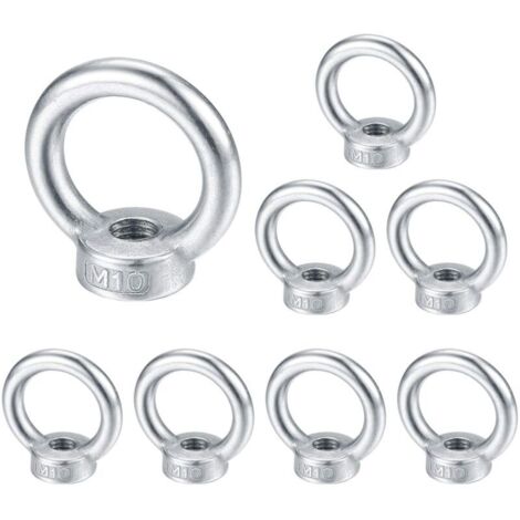 M10 écrou à oeil, anneau de levage boulon à œil, acier inoxydable 304 écrou de bague, piton à visser ecrous - 8 Pcs