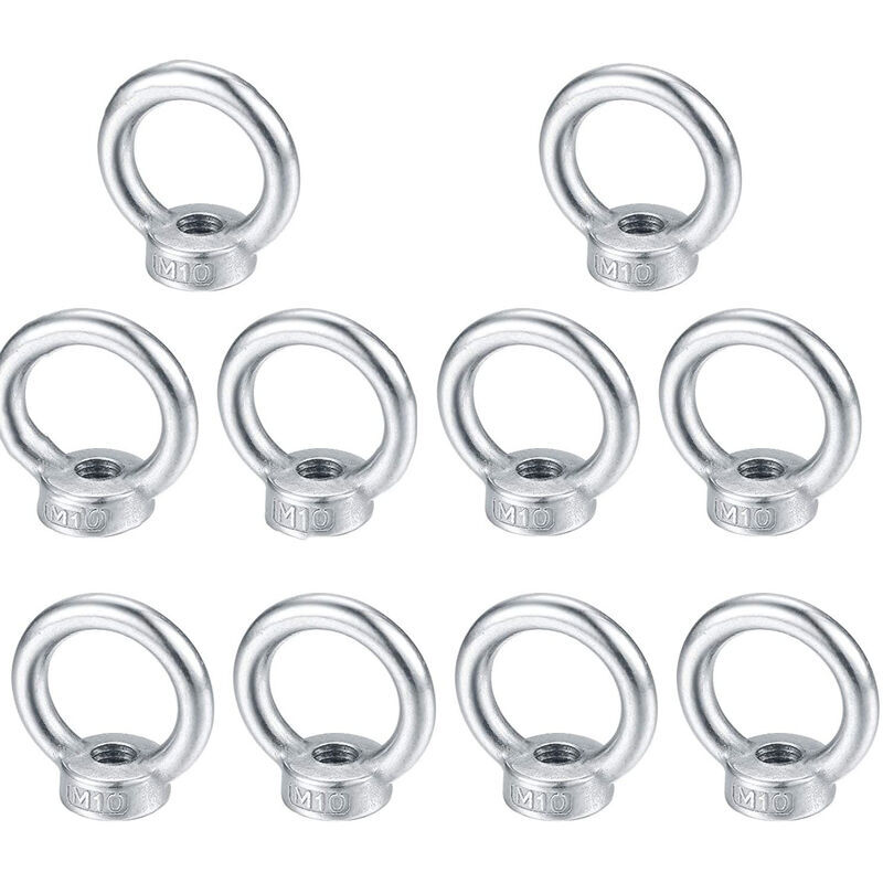 M10 Écrou à œil Boulon à œil en acier inoxydable 304 Écrou à œil Boulon à œil Écrous – 10 pièces