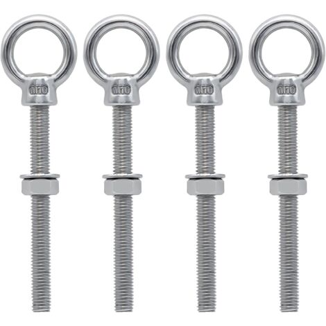 M10 x 100 mm Ringschrauben, M10 Ringschrauben mit metrischem Gewinde, Edelstahl zur Befestigung und Aufhängung, 4 Stück
