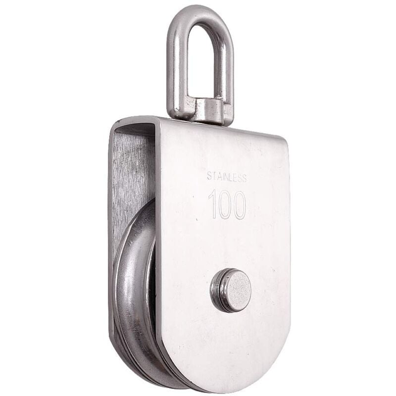 M100 levage rouleau à poulie unique chargement 1000 kg, bloc de poulie de corde de levage pivotant à roue unique en acier inoxydable 304 robuste