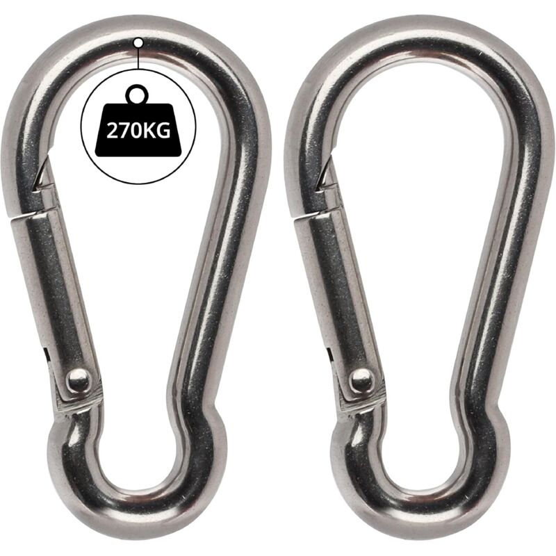 M12 Stainless Steel Spring Carabiner (2 Pack) - 13.8cm - Indoor/Outdoor Multi-Purpose Snap Hook for Keychain, Camping, Fishing and Hiking Accessories
