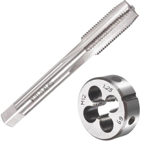 M12 X 1,25 Métrique Tarauds et Filières, M12 X 1,25mm Kit de Taraudage et Filetage HSS Tarauds à Main Droite Filetage
