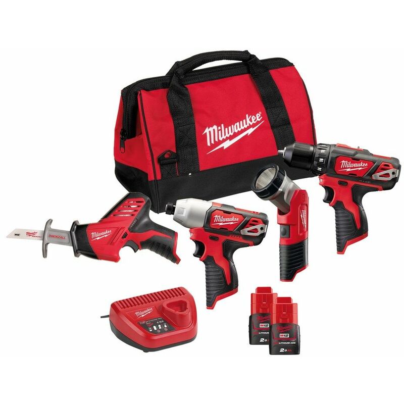 

Milwaukee M12 BPP4A-202B 12V Litio-ion Juego combinado (2x baterías 2.0Ah) en bolso