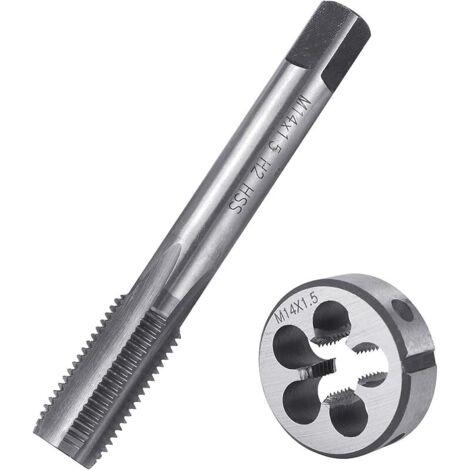 M14 X 1,5MM Jeu de Tarauds et Filières à Filetage Métrique, M14 X 1,5MM Kit de Taraudage et Filetage HSS Tarauds à Main Droite Filetage, pour Filetage Tapotement Réparation