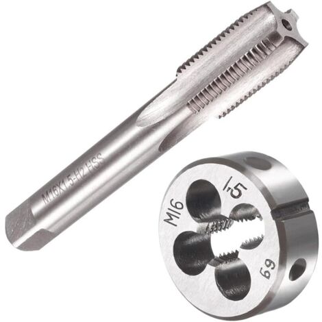 M16 X 1,5 Métrique Tarauds et Filières, M16 X 1,5mm Kit de Taraudage et Filetage HSS Tarauds à Main Droite Filetage