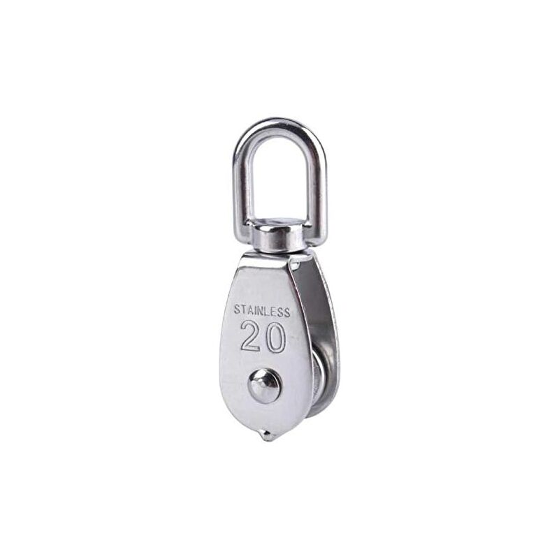 Image of Gotrays - M20 Edelstahl-Einzelrolle, Schwenkrolle, 75 kg Tragkraft für Hebeseile - Silber