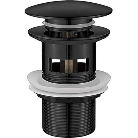 M20502B Bombe Vidage Salle de Bain, Bonde lavabo avec Trop Plein, Pop Up, Noir