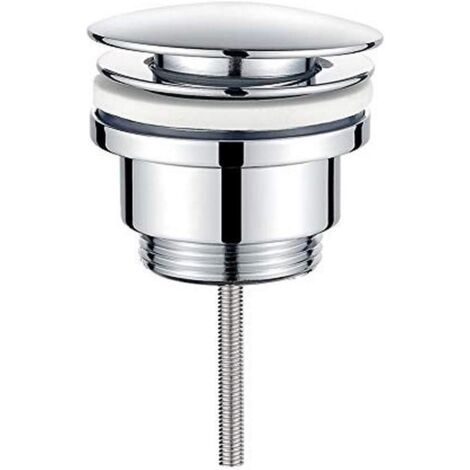 M20509 Bonde de Lavabo Clic Clac avec/sans Trop-Plein - Bouchon Vidage Salle de Bain en Métal Argenté, Robuste et Installation Facile