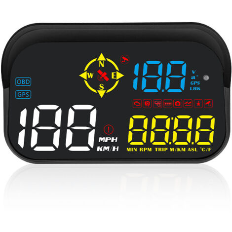 M21 Affichage Tête Haute Voiture OBD2 + GPS Double Système Projecteur Pare-brise Compteur De Vitesse Automatique Anti-radars Détecteur Alarme De Température De L'eau pour tous les véhicules