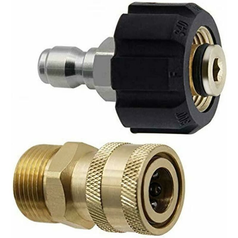 M22-14 Ensemble d'adaptateurs pour nettoyeur haute pression, adaptateurs pivotants 3/8 à connexion rapide, pistolet à eau haute pression mâle, kit de