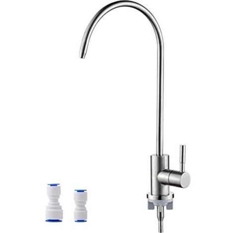 M22301A, Robinet Cuisine d'Eau Potable, Robinetterie de Cuisine en Acier Inoxydable, Pivotant à 360°, Robinet à Osmose Inverse avec 2 Adaptateurs, Sans Plomb, Nickel Brossé