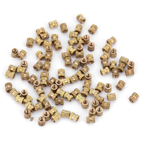 M2,5 Gewinde Messing Rändelgewinde Einbaumuttern Sortiment(M2.5  4  3.5（100pcs）)