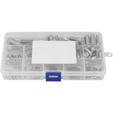 M2.5 M3 M4 M5 M6 M8 Vis à Tête Hexagonale Socket, 135Pcs Vis Mécanique à Tête Plate en Acier Inoxydable 304, Vis de Assortiment Kit avec Boîte de Rangement