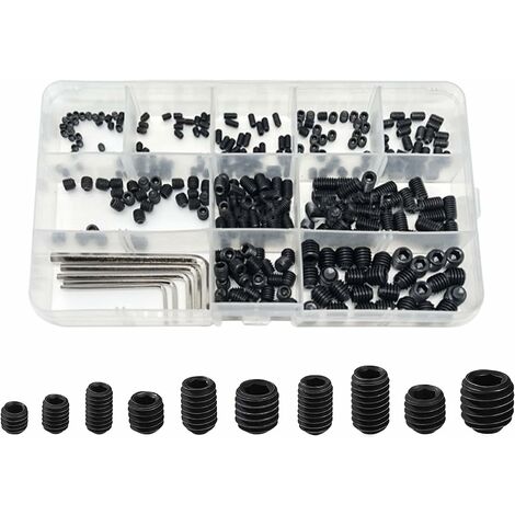 M3/4/5/6/8 M3/4/5/6/8 Carbon Steel Hexagon Socket Head Cap Screws, 300 Sets of Fixing Screws, with Wrench and Storage Box(1 Set, Black) HIASDFLS