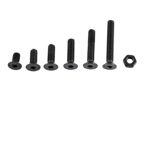 M3 Kit de 250pcs Assortiment Vis Boulon Douille Hexagonale Tête Fraisée Plate/Bombée/Cylindrique Six Pans Creux en Acier d'Alliage avec Ecrous, M3 x 6/8/10/12/16/20mm (C: Tête Plate)