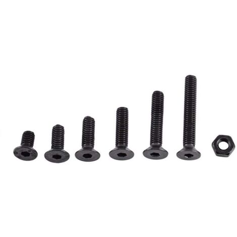 M3 Kit de 250pcs Assortiment Vis Boulon Douille Hexagonale Tête Fraisée Plate/Bombée/Cylindrique Six Pans Creux en Acier d'Alliage avec Ecrous, M3 x 6/8/10/12/16/20mm (C: Tête Plate)