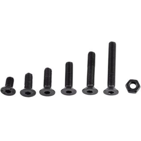M3 Kit de 250pcs Assortiment Vis Boulon Douille Hexagonale Tête Fraisée Plate/Bombée/Cylindrique Six Pans Creux en Acier d'Alliage avec Ecrous, M3 x 6/8/10/12/16/20mm (C: Tête Plate)