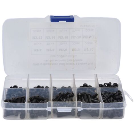 M3-Sechskantschrauben – Packung mit 300 Schrauben der Festigkeitsklasse 12.9 – Hochfestes Set – M3-Innensechskantschrauben (4–20 mm) – Sortiment mit 20 x M34, M35, M36, M38, M310, M312, M314, M316, M3