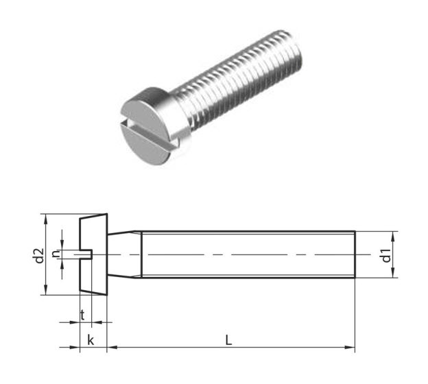 M3 x 16 mm Slotted Cheese head machine Screws (DIN 84) T304 (A2) Stainless Steel