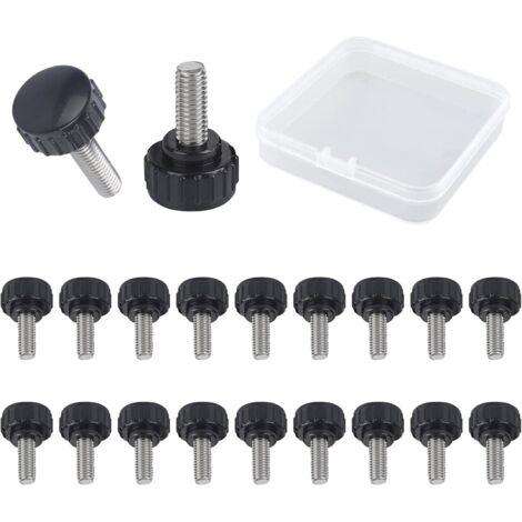 M3 x 8 mm Rändelschrauben aus Stahl mit Gewinde und Aufbewahrungskoffer (20er-Pack), groß