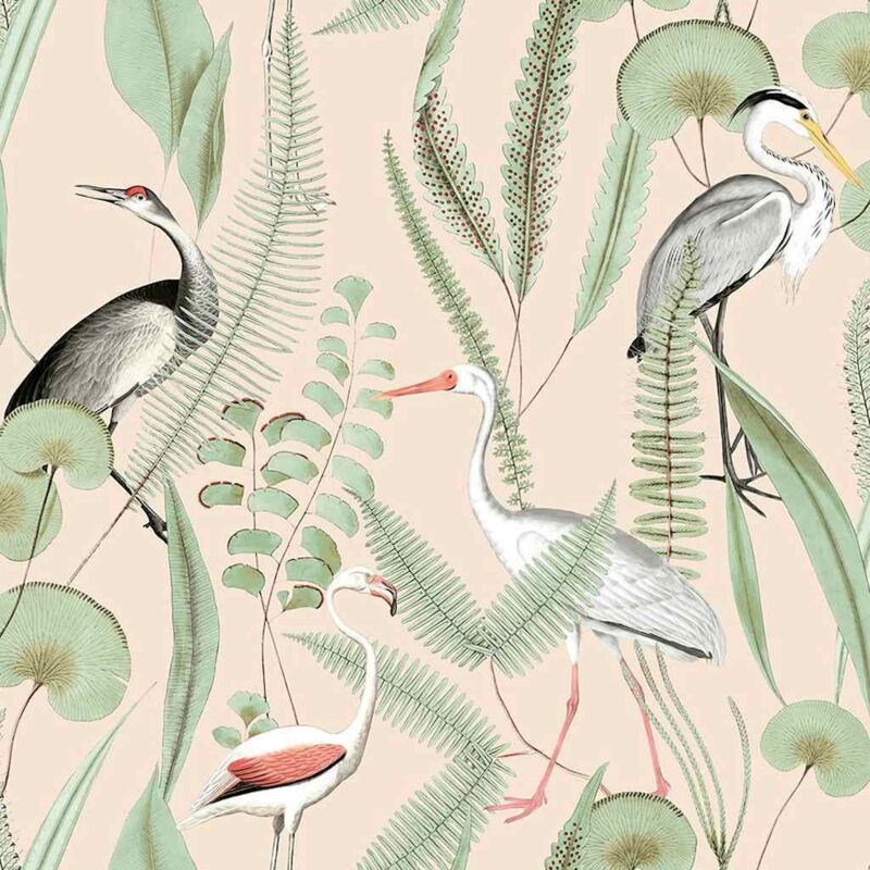 Papier peint Flamingo Crème et menthe Dutch Wallcoverings