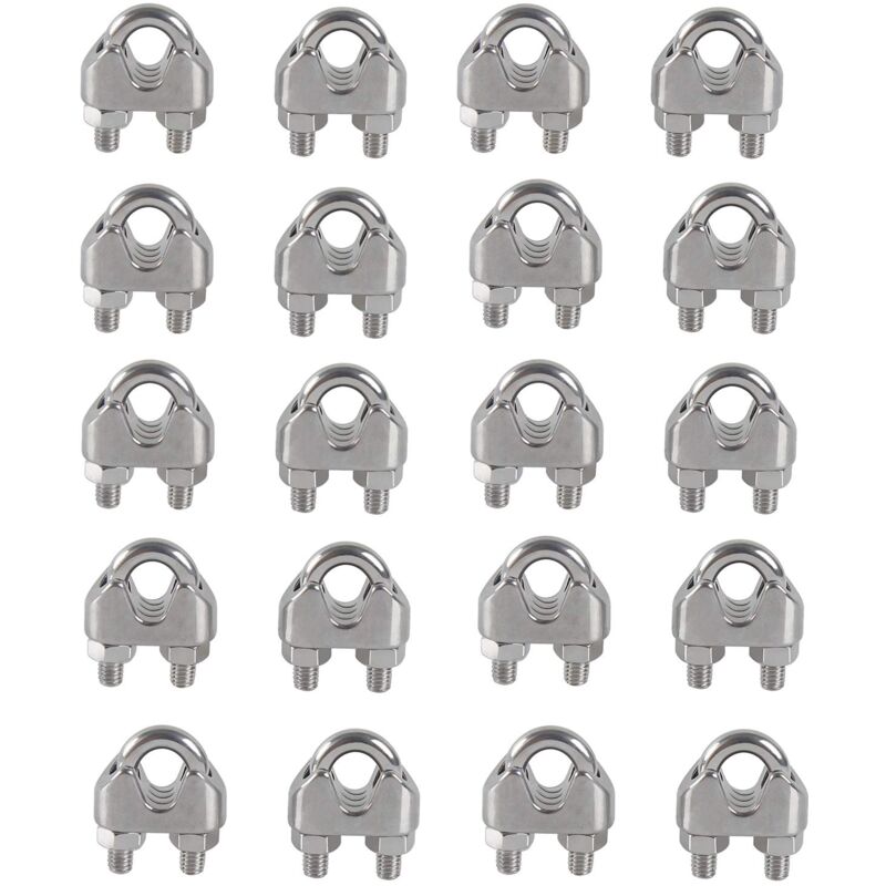 M4 Cable Ties U Clip Bolt Cable Clamp 304 Stainless Steel Cable Clamp Saddle Wire Rope Clips for Outdoor Clothes Airer 20pcs