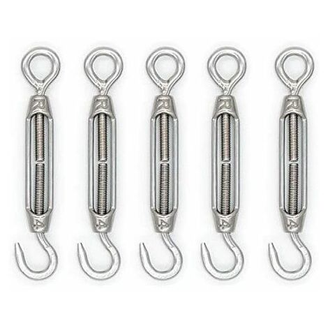 M4 / M5 / M6 / M8 304 Stainless Steel Hook and Eye Turnbuckle - Pack of 5