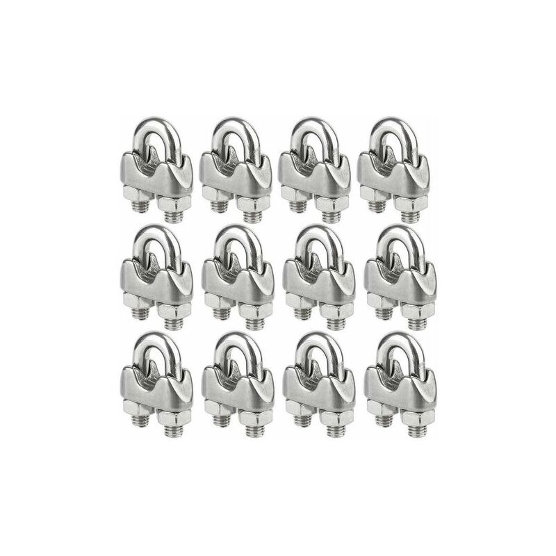 Clip de Câble Métallique Serre-câble 304 en Acier Inoxydable U Bolt Saddle Fastener M4 pour Câble de Câble Métallique Ø 4 mm - 12 pièces