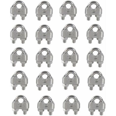 M4 Serre-câbles Etrier U Boulon Clip de Câble 304 Acier inoxydable Selle de pince de Câble Câble métallique Clips pour etendoir linge exterieur20PCS