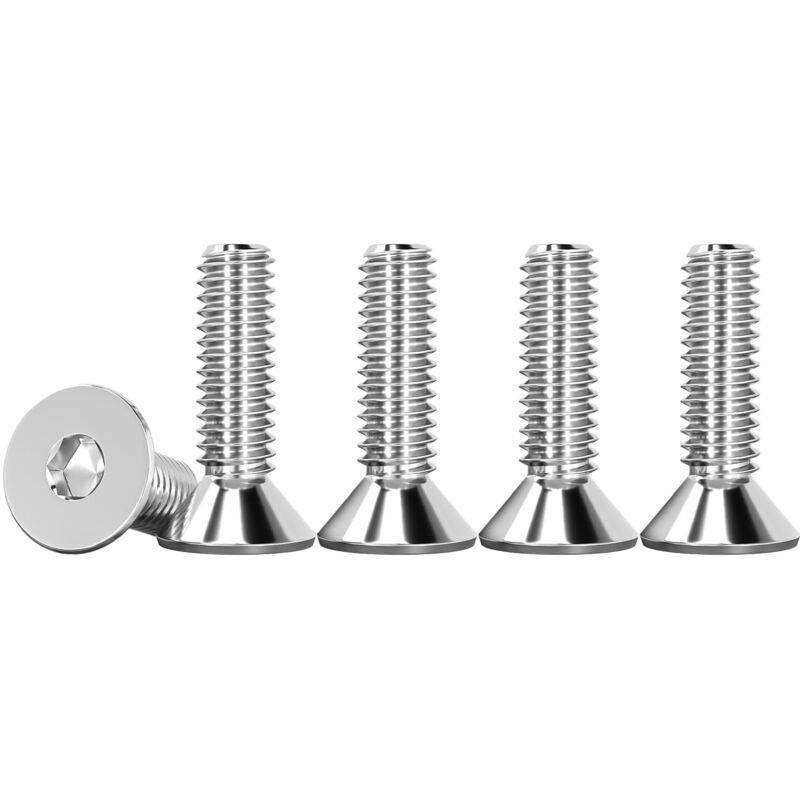 M4 X 16mm Vis à Tête Fraisée Avec Six Pans Creux en Acier Inoxydable A2 V2A Vis Hexagonales Argent Norme DIN 7991 / ISO 10642 Visserie Filetage