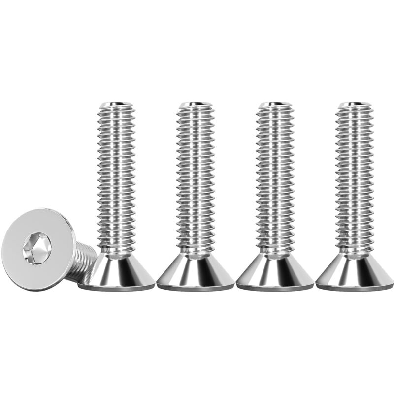 M4 X 20mm Vis à Tête Fraisée Avec Six Pans Creux en Acier Inoxydable A2 V2A Vis Hexagonales Argent Norme DIN 7991 / ISO 10642 Visserie Filetage