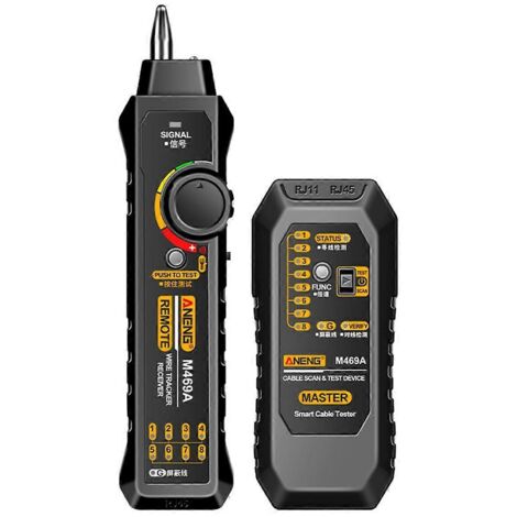 M469A Détecteur de câbles réseau RJ45 RJ11 LAN - Testeur de câbles LAN - Noir